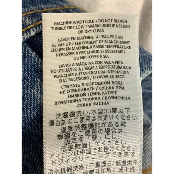 RE/DONE Blue Mid Wash Originals Button Front Crop Bootcut Jeans Size 28 - Picture 8 of 8